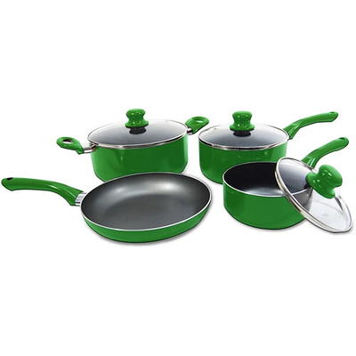 Mainstays 7 Piece Non-Stick Cookware Set Aluminum Teal Dishwasher