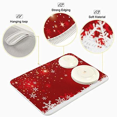 Christmas White Snowflake On Red Background Dish Drying Mat 16x18 inch Dish  Drainer Kitchen Counter Mats Bottles Dish Dry Pad Protector for Kitchen  Countertops - Yahoo Shopping