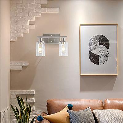 MELUCEE Metal Wall Lights with Clear Glass Shade 2 Heads Bathroom