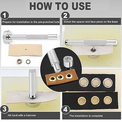 1/2 Inch Grommet Tool Kit, 100 Sets Grommets Eyelets for Fabric, Tarpaulin,  Curtains, Clothing, Leather, with Grommet Setting Tool (Gold + Silver)