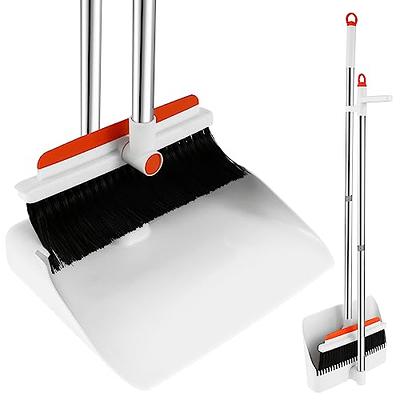 Broom and Dustpan Set Upright, 50-in Broom and Dustpan Set Long Handle Self  Cleaning Broom and Dustpan Set for Home Kitchen Office Floor Purple