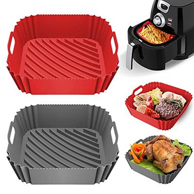 2 PCS Square Silicone Air Fryer Liners - 8 Inch Reusable Air Fryer Pot - Air  Fryer Accessories - Air Fryer Inserts for 4 to 7 QT for Oven Microwave  Accessories (Grey+Green) 