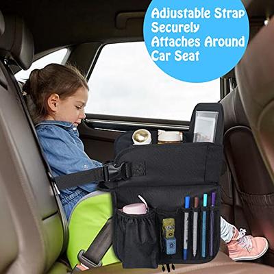 ZEAZU Kids Travel Tray with Bag - Toddler Car Seat Tray, Foldable Lap  Travel Table Desk with iPad Holder, Drawing Board, Storage Pocket Organizer  for