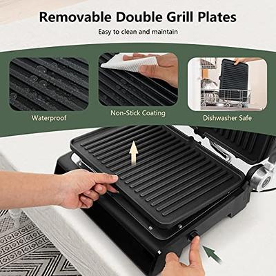 OVENTE Electric Indoor Grill with 13x10 Inch Non-Stick Cooking Surface,  1000W Fast Heat Up Power, Adjustable Temperature, Removable and Dishwasher