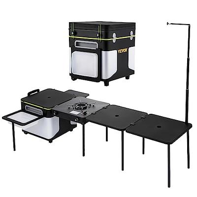 Camping Kitchen Table with Gray Storage Organizer Outdoor Folding Grill  Station with Carry Bag