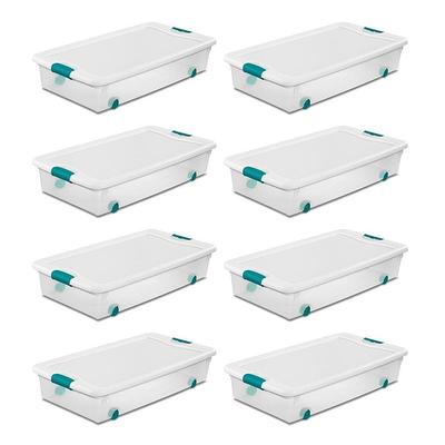 Homz 56 Quart Underbed Secure Latching Clear Plastic Storage Container (4 Pack)