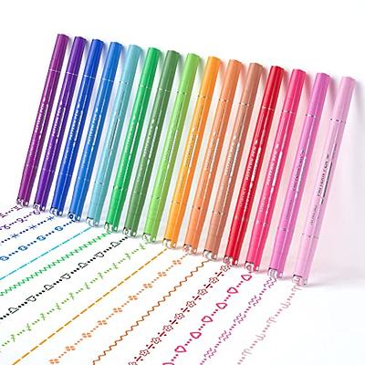 AOROKI 12 Colored Curve Highlighter Pen Set 10 Different Shapes Dual Tip  Markers Cool Pens for Journal Planner Scrapbook Art Office School Supplies  for Kids Adults Journaling Drawing Note Taking 12 Colors