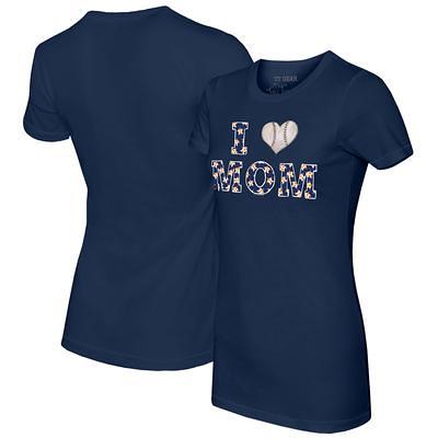 Girls Toddler Tiny Turnip Navy Detroit Tigers I Love Mom Fringe T-Shirt