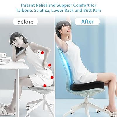 Seat Cushion for Office Chair, Non-Slip Chair Seat Cushions for Tailbone  Pain, Lower Back Sciatica Pain Relief, Memory Foam Coccyx Cushion Butt  Pillow