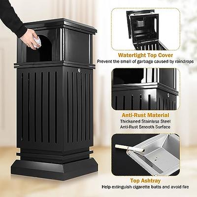 BEAMNOVA Trash Can Outdoor Top Tray Black Stainless Steel Commercial Garbage  Enclosure with Locking Lid Heavy Duty Industrial Yard Garage Waste  Container, 35.5 * 15.8 * 15.8 in - Yahoo Shopping