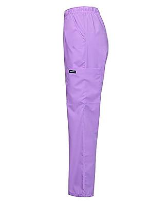 Dagacci Medical Uniform Woman and Man Scrub Set Unisex Medical Scrub Top and Pant, Purple, S