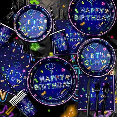 225 Pieces Glow Neon Party Supplies - Neon Balloon, Glow in the Dark  Birthday Banner, Garlands, Cake Topper, Tablecloth, Plates, Napkins and Cup  for Blacklight Party Decorations, Serves 20 Guest - Yahoo Shopping