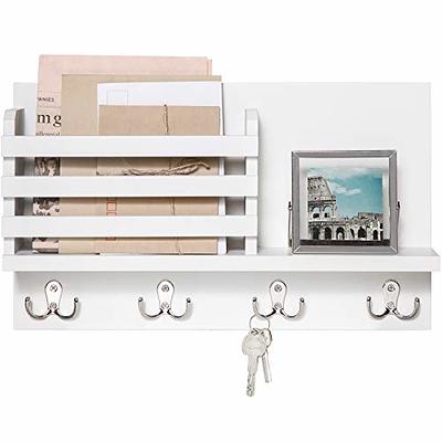 Entryway Storage Shelf With 4 Hooks Key Hook Wall Shelving 