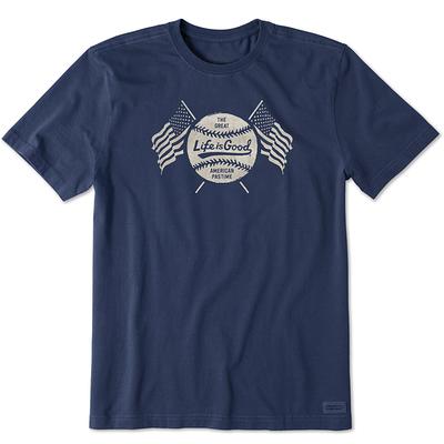 Life Is Good Men's NYC Athletic Crusher Short Sleeve T-Shirt in Darkest Blue Size Medium | 100% Cotton