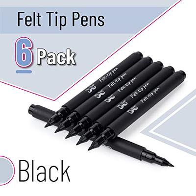 Mr. Pen- Pens, Felt Tip Pens, Black Pens, Pack of 6, Fast Dry, No