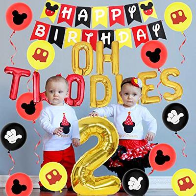  Cartoon Mouse Themed 2nd Birthday Decorations - Cartoon Mouse  Oh Twodles Banner Garland Cartoon Mouse Head Balloons for Birthday Party  Supplies : Toys & Games