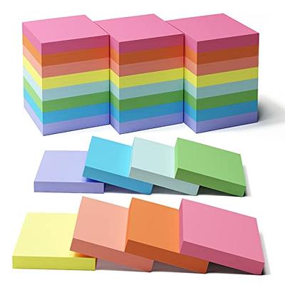 (24 Pads) Sticky Notes 3x3 in 100 Sheets/Pad, Self-Sticky Note Pads, 6 Bright Colors Super Sticky Pads - Easy to Post for School, Office Supplies