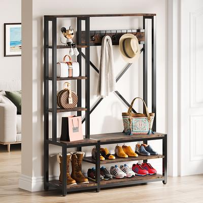 Tribesigns Coat Rack Shoe Bench, Entryway Hall Tree with Drawer & Hook