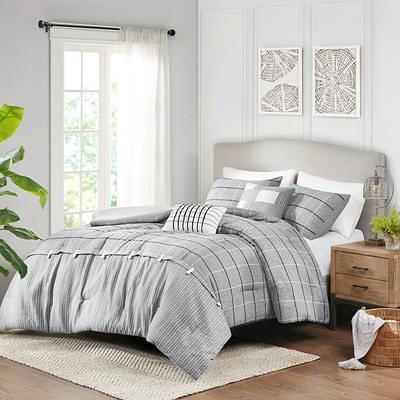 8pc Queen Essence Oversized Cotton Clipped Jacquard Comforter Set With Euro  Shams And Throw Pillows Bedding Set Gray - Madison Park : Target