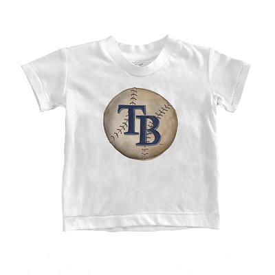 Youth Tiny Turnip White/Navy Tampa Bay Rays Baseball Love 3/4-Sleeve Raglan T-Shirt Size: Small