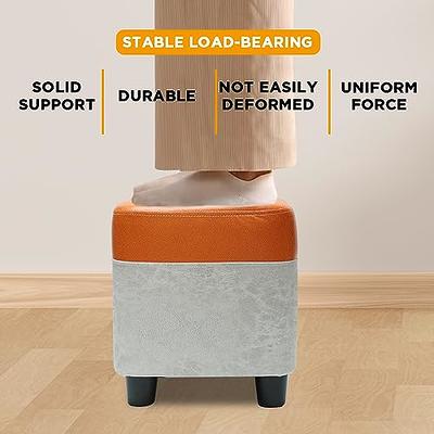 Cpintltr Linen Ottoman Round Footrest Stool Upholstered Step Stool Ottomans  Sofa Stool 4 Wood Legs with Anti-Slip Pads Modern Accent Home Decor