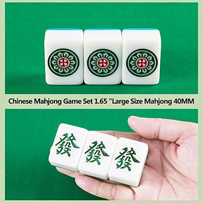  Mahjong Set Large Size 1.6 Chinese Mahjong Game Set 144 tiles  Melamine Mahjong Tiles, 1 Mahjong Table Mat, 1 Mahjong Storage Bag, 2 Dice,  English Instructions (Crystal Jade White, 1.6 inches 40MM) : Toys & Games