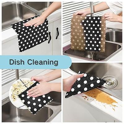 Dish Cloths for Washing Dishes Black Kitchen Cloths Cleaning Cloths 12x12  - 4 Pack