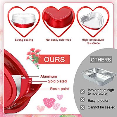 100 Sets 9 oz Heart Shaped Cake Pans with Lid Aluminum Foil