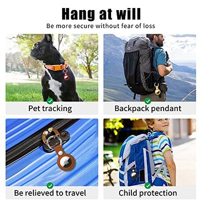 TUCCH AirTag Keychain for Apple AirTag, Protective PU Leather AirTags Case  Tracker Cover with Key Ring for Air Tag, AirTag Dog Collar Holder