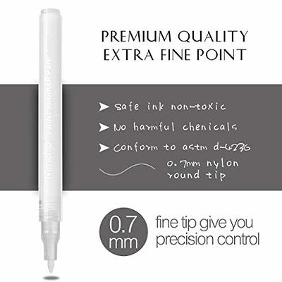 Mincho White Paint Pen, 0.7mm Acrylic 2 White, 2 Gold, 2 Silver Permanent Marker  Pens