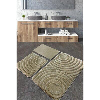 SussexHome Geometric Design 3 Piece Bathroom Rugs Set - Non-Slip