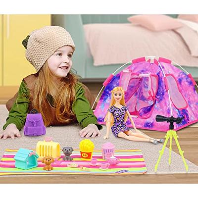 K.T. Fancy 18 PCS Girl Doll Travel Camping Tent Set and Accessories for  11.5 Inch Girl Doll Includes Doll Tent, Clothes, Backpack, Toy Dog,  Placemat, Toy Phone, Glasses (Doll NOT Included) - Yahoo Shopping