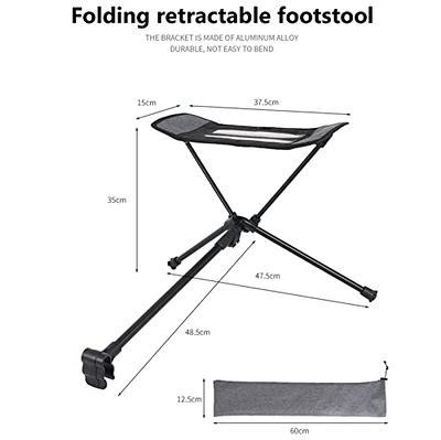 Collapsible Chair Footrest Feet Legs Rest Aluminum Folding Stool for  Camping Black 