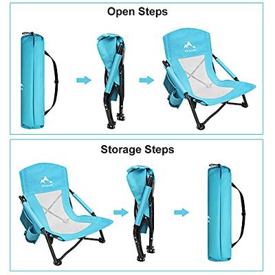 G4Free Low Sling Beach Chair, Folding Portable Beach Chair, Backpack  Camping Chair for Adults with Mesh Back and Low Seat, Heavy Duty Reclining  for