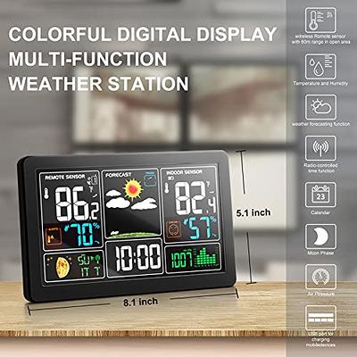 Weather Station, LFF Weather Stations Wireless Indoor Outdoor with Multiple  Sensors, Color Display Digital Atomic Clock Indoor Outdoor Thermometer  Wireless, Forecast Station with Adjustable Backlight 