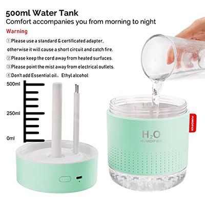 Portable Small Cool Mist Humidifier, USB Night Light Function, Super Silent  in Car, Office, Home, Bedroom, Nursery, Travelling