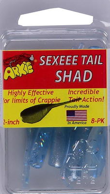 Arkie Lures 2 inch Sexee Tail Shad Soft Fishing Lures, Color Crystal Blue