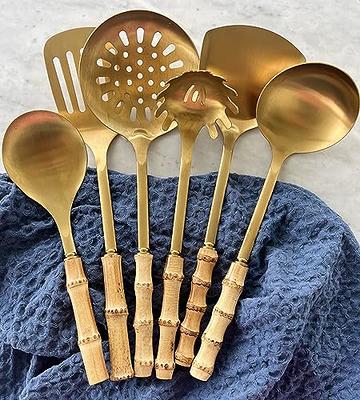 White Silicone and Gold Cooking Utensils Set with Gold Utensil Holder 7PC  Set