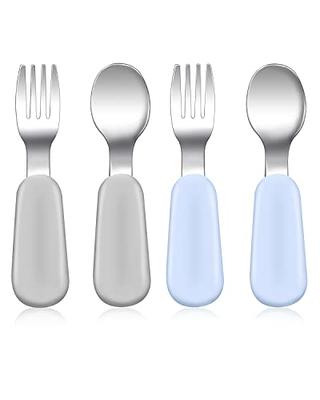 Qkie Toddler Utensils, Toddler Forks and Spoons, Baby Spoons Self Feeding,  Stainless Steel Baby Silverware with BPA Free Silicone Easy Grip, 8 Months+  - Yahoo Shopping