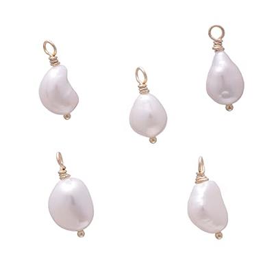 5 Pcs Selected Baroque Pearl Charms Wire Wrapped Freshwater Pearls L  9-12mm, Yellow Gold Tone - Yahoo Shopping