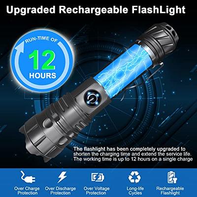 Goreit Flashlight High Lumens Rechargeable, 20000 Lumen Led Flashlights  XHP70.2 USB Super Bright Flash Light, High Powered Handheld Flashlights for  Emergencies Camping, IP67 Waterproof, Zoomable Black