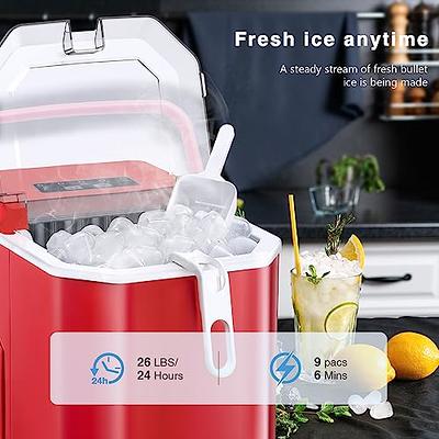 R.W.FLAME Ice Makers Countertop，6 Minutes 9 Ice Cubes Ice Maker