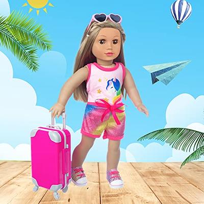 ZITA ELEMENT 18 Inch Girl Doll Suitcase & Accessories 23 pcs Doll Suitcase  Travel Luggage Play Set for 18 Inch Doll Travel Doll Accessories