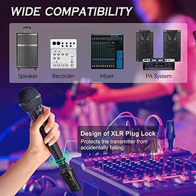 100FT Wireless XLR Microphone Transmitter Receiver System USB Charge for  Speaker