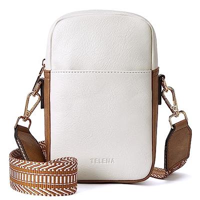 BOSTANTEN Small Crossbody Purse for Women Triple Zip Cell Phone Leather  Shoulder Handbag with Wide Guitar Strap Beige with Brown - Yahoo Shopping