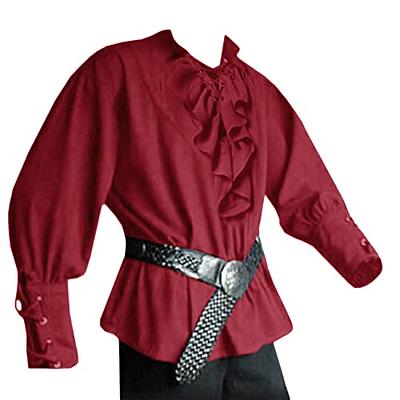 Mens Pirate Medieval Shirts Ruffle Steampunk Gothic Costume