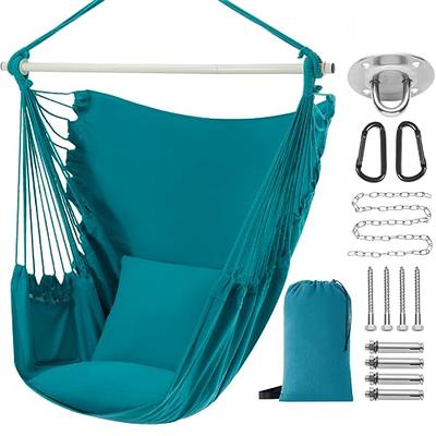 Miztli Hammock Chair Hanging Chair Swing with Foot Rest, Max 500 Lbs, Steel  Spreader Bar with Anti-Slip Rings-2 Cushions Included-for Bedroom Indoor  and Outdoor 