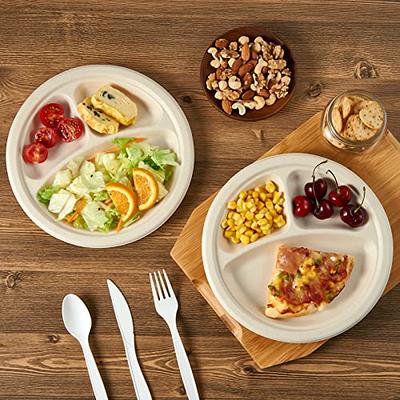 Comfy Package 100% Compostable 9 Inch Heavy-Duty Plates [125