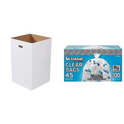 Clear Recycling Bags by Ultrasac - Heavy Duty 45 Gallon Garbage Bags Huge 100 