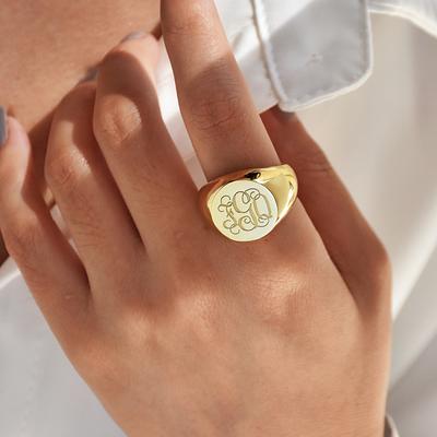 Signet Ring in Sterling Silver with Engraved Monogram